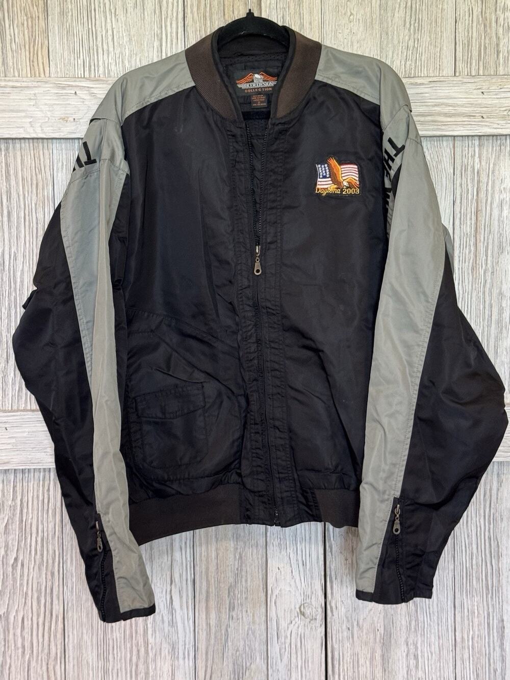 Biker Design Motorcycle Riding Jacket 2XL Black Gray Mesh Lined Ride Wind